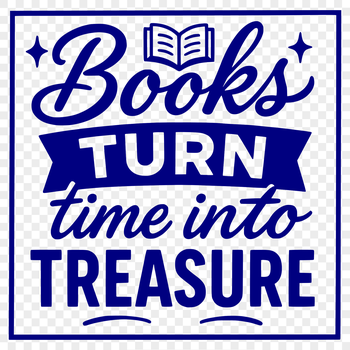 A simple SVG design featuring a person engrossed in a book, surrounded by thoughtful quotes.