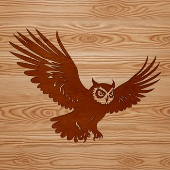 A detailed illustration of a majestic owl in mid-flight.