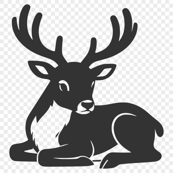 A white reindeer with antlers standing in front of a snow-covered landscape, suitable for Christmas-themed designs.