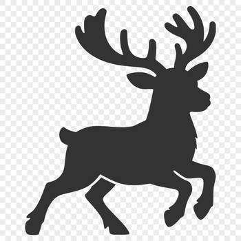 A cartoon reindeer with antlers and a red nose.