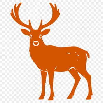 An illustration of a reindeer in mid-step, depicted in simple lines to facilitate cutting or engraving.