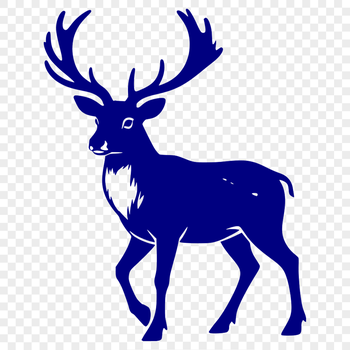 A stylized illustration of a reindeer in profile.