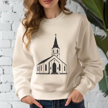 Protestant church exterior illustration in vector format.