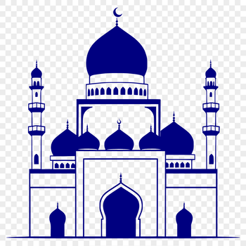 A detailed illustration of a mosque architecture with intricate design elements.