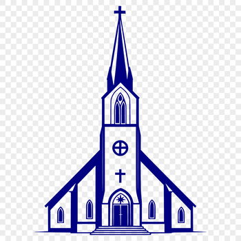 Vector illustration of a traditional Protestant church building with Gothic architecture.