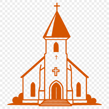 An architectural vector image of a house of worship featuring a classic style and design elements.
