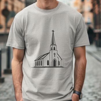 A digital illustration of a traditional Baptist church architecture.