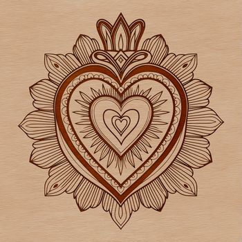 An illustration of the Sacred Heart, a symbol in Christian iconography.