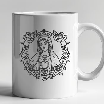 Immaculate heart icon in a floral design, suitable for religious and decorative purposes.
