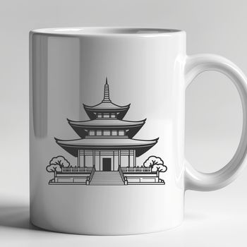 A traditional Buddhist temple with ornate architecture and intricate details, suitable for vector art designs.