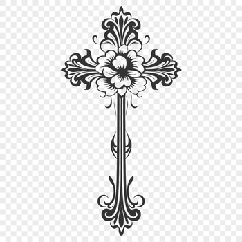 Floral Cross SVG, PNG, PDF And DXF Files