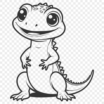 A digital illustration of a reptile with scales and a long tail.