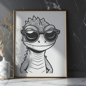 A cartoon lizard wearing sunglasses, depicted in vector format.