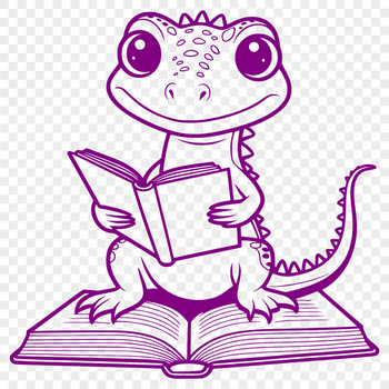 A colorful lizard sitting on a stack of books, symbolizing a love for reading and learning.