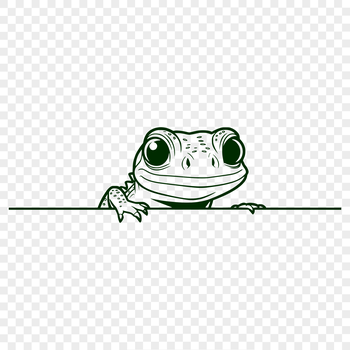 A small reptile peeking out from behind a rock, illustrated as a vector design.