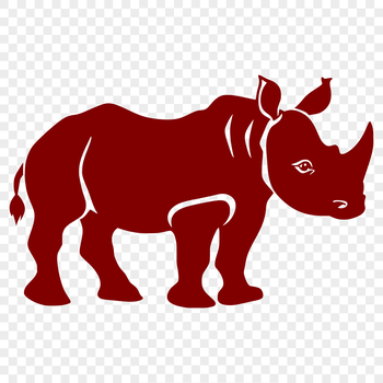 An isolated vector graphic of a rhino with bold lines and textures.