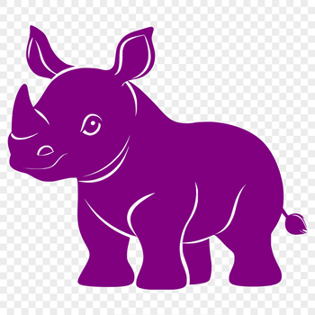 A realistic illustration of a rhino, suitable for design projects.