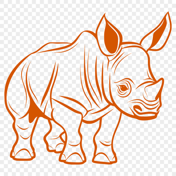 A detailed illustration of a rhino in a wildlife setting, suitable for vector art designs.