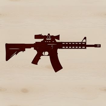 Illustrated rifle with detailed design, suitable for vector art projects.