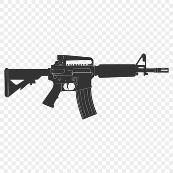 A detailed illustration of a rifle, designed as vector art for graphic design and crafting projects.