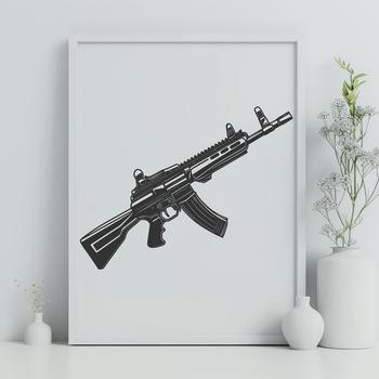 A vector graphic representation of a firearm, suitable for design and crafting purposes.
