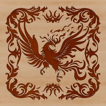 A majestic mythical creature rises from the ashes, depicted in vector form.