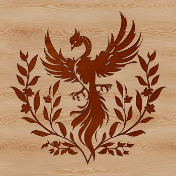 A mythical creature with regal plumage and fiery spirit, designed as a vector graphic.