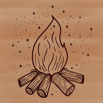 An illustration of a campfire with flames, perfect for outdoor enthusiasts or crafting projects.