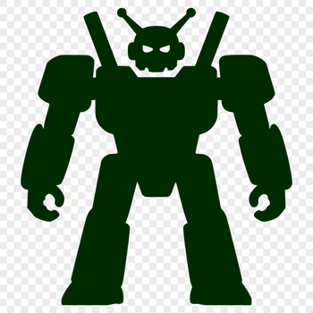 A detailed SVG illustration of a futuristic robot with metallic body and glowing blue lines.