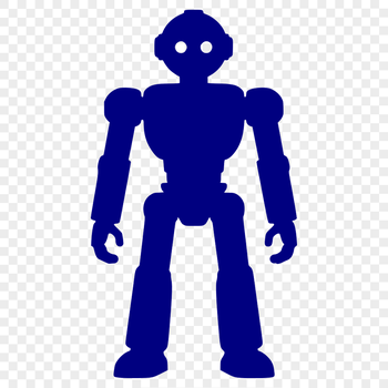 Mechanical robot silhouette in vector format for cutting machine designs.
