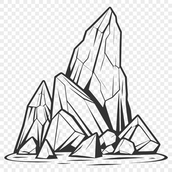 A simple vector illustration of a rock in various styles.