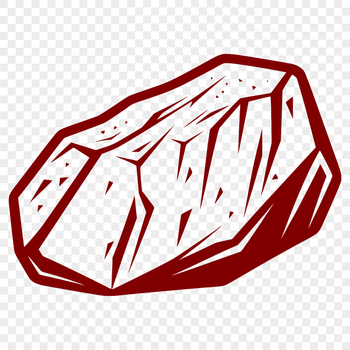 A detailed illustration of a rock in various dimensions and shapes.