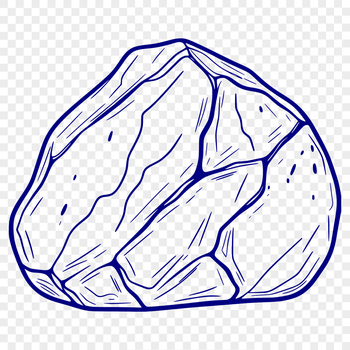 A simple, editable design of a rock, ideal for use in vector graphics software like Illustrator or Procreate.