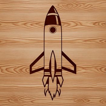 A detailed illustration of a futuristic spaceship in space, designed as vector art.