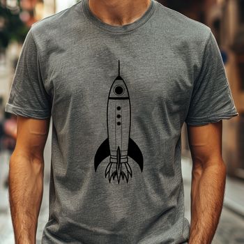 Vector illustration of a spaceship with sleek design and metallic texture, suitable for cutting machines or laser cutters.
