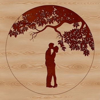 A stylized illustration of a tree with two intertwined branches forming a heart shape, symbolizing love and unity.