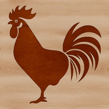 A vector graphic design featuring a single domesticated chicken.