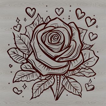 A detailed illustration of a rose with delicate petals and thorns, suitable for gardening projects or tattoo designs.