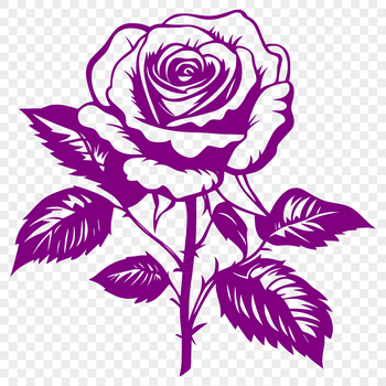 A delicate, hand-drawn illustration of a single rose in bloom.