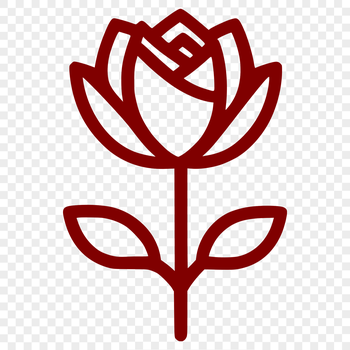 A detailed illustration of a rose flower in various stages of bloom.