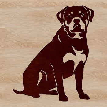 A vector illustration of a sitting Rottweiler dog.