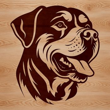 A Rottweiler's head, depicted as a vector illustration.