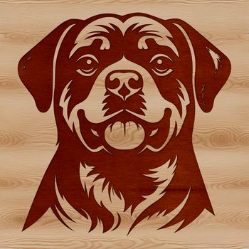 Illustrated portrait of a Rottweiler dog's head with detailed vector art.