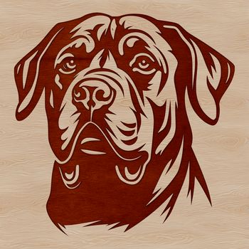 A high-quality vector image of a Rottweiler's head.