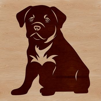 A close-up image of a rottweiler dog sitting calmly on a background, suitable for clip art and vector design.