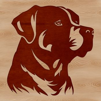 A close-up SVG design of a Rottweiler dog's face, suitable for cutting machines or digital art.