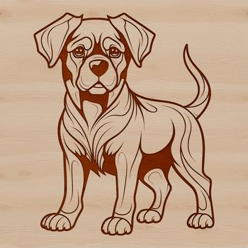 A standing Rottweiler breed dog in vector format.