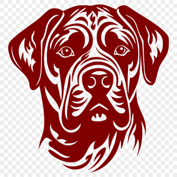 A detailed illustration of a rottweiler's head, suitable for vector design.