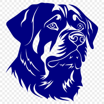 A vector illustration of a Rottweiler's head, suitable for digital use.