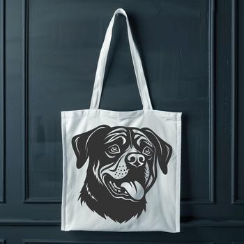 A detailed vector illustration of a Rottweiler's head with its distinctive markings.